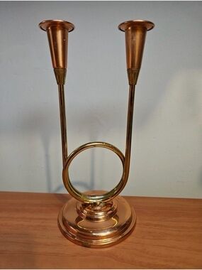 Brass Double Candle Holder with Loop Base